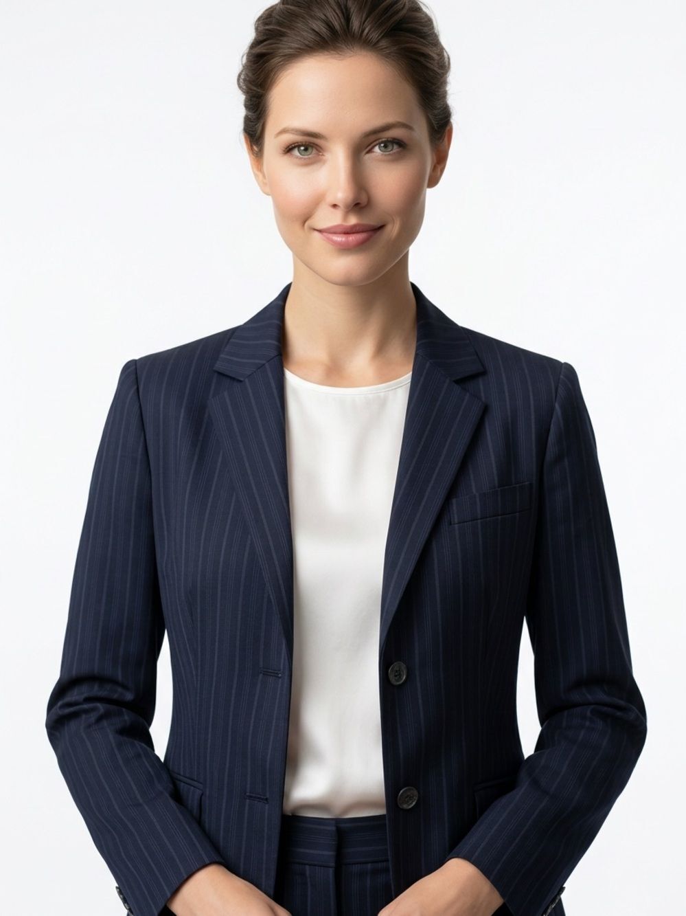 BROOKS BROTHERS | Navy Blue Pinstripe 2-Button Blazer Jacket Women’s Size 12